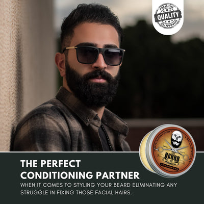 Beard Balm Leave in Styling Conditioner Moisturizer 60ml Tin - Promotes Hair Growth, Best Beard Styling Balm, Made with Natural and Organic Ingredients Traditional Men's Grooming The Beard and The Wonderful 