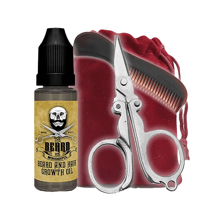Beard Growing Kit Beard Growth Oil, Comb, Scissors & Bag Grow Your