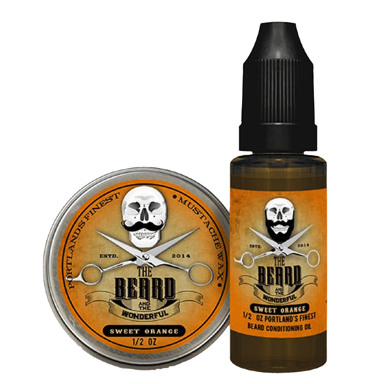 Finest Moustache Wax & Conditioning Beard Oil Set Traditional Men's Grooming The Beard And The Wonderful Sweet Orange 