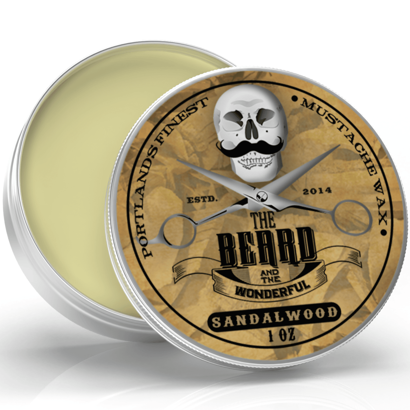 Beard and Moustache Wax Strong Hold Traditional Men's Grooming The Beard and The Wonderful Sandalwood (Woody) 