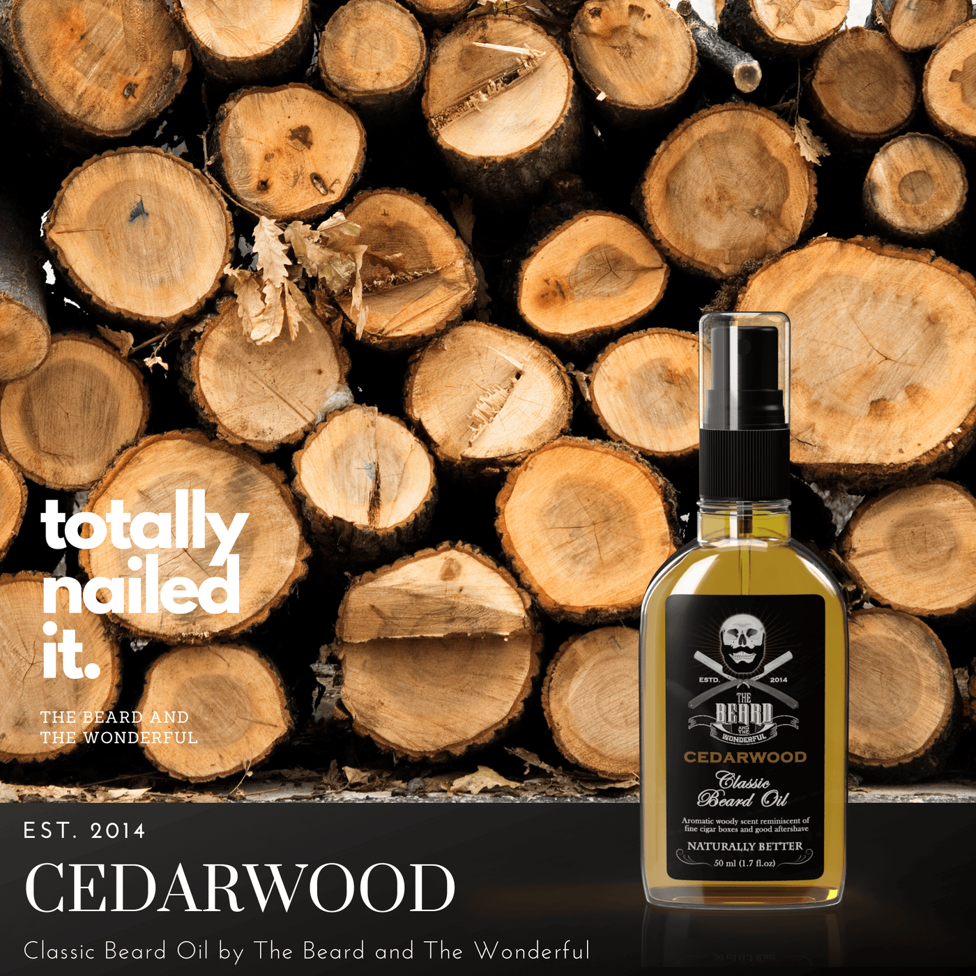 Classic Beard Oil 50ml (1.7 Fl Oz) Bottle Conditioning, Strengthening, Softening, Revitalizing Blend (Natural and organic ingredients) Beard Oil The Beard and The Wonderful Cedarwood 