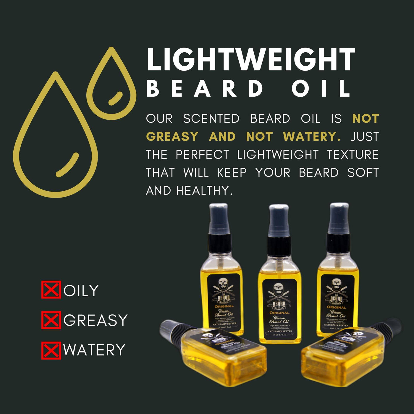 Classic Beard Oil 50ml (1.7 Fl Oz) Bottle Conditioning, Strengthening, Softening, Revitalizing Blend (Natural and organic ingredients) Beard Oil The Beard and The Wonderful 