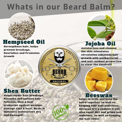 Beard Balm BIG 30ml Leave-In Beard Taming Styling Conditioner Large 1Oz Tin - The Beard and The Wonderful