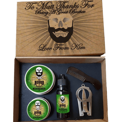 Personalised Beard Grooming Kit Traditional Men's Grooming The Beard and The Wonderful Eucalyptus 