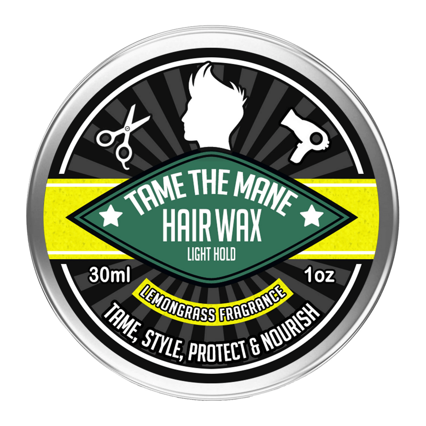 Tame The Mane Hair Styling Wax Pomade Traditional Men's Grooming The Beard and The Wonderful lemongrass 