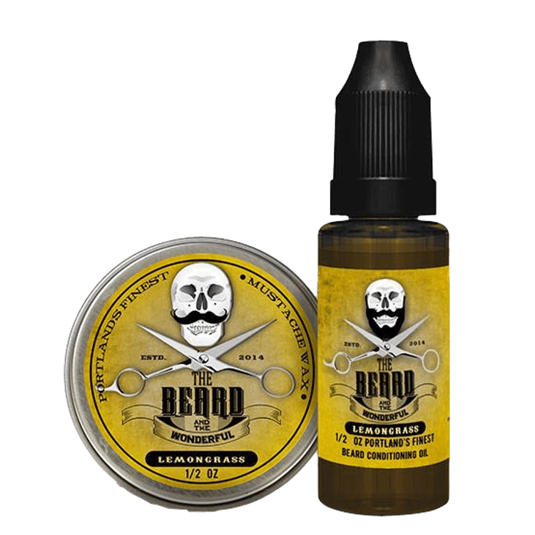 Finest Moustache Wax & Conditioning Beard Oil Set Traditional Men's Grooming The Beard And The Wonderful Lemongrass 