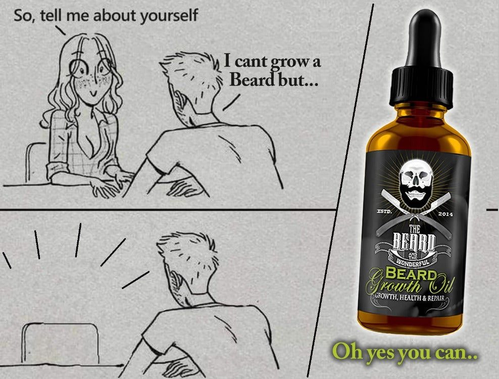 Beard Growth Oil & Balm Set 30ml Bottle & 1oz Tin for Styling and Growth - The Beard and The Wonderful