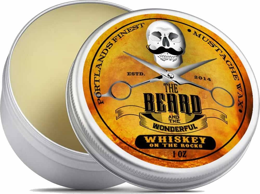 Beard and Moustache Wax Strong Hold Traditional Men's Grooming The Beard and The Wonderful Whiskey on rocks (Fragrance) 