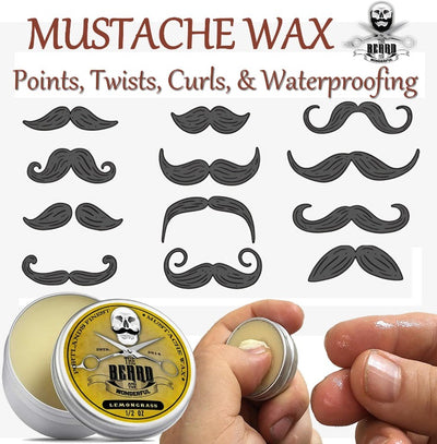 Beard & Mustache Styling Kit. Beard Balm, Beard Oil, Moustache Wax, Mini Comb & Scissors - The Beard and The Wonderful