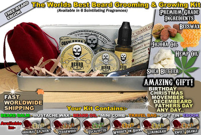 Premium Beard Grooming Kit - Moustache Wax, Beard Oil, Finest Balm, and Beard Mustache Comb - The Beard and The Wonderful